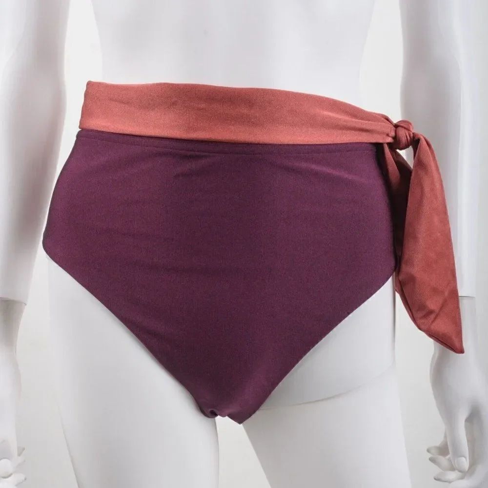 Zimmermann Womens Rosa Colorblock High Rise Bikini Bottoms Purple Sz 2 US 8 NWT